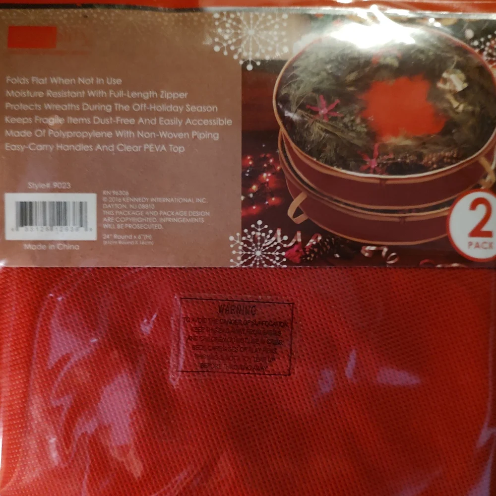 Red Wreath Storage Bags - Set of Two